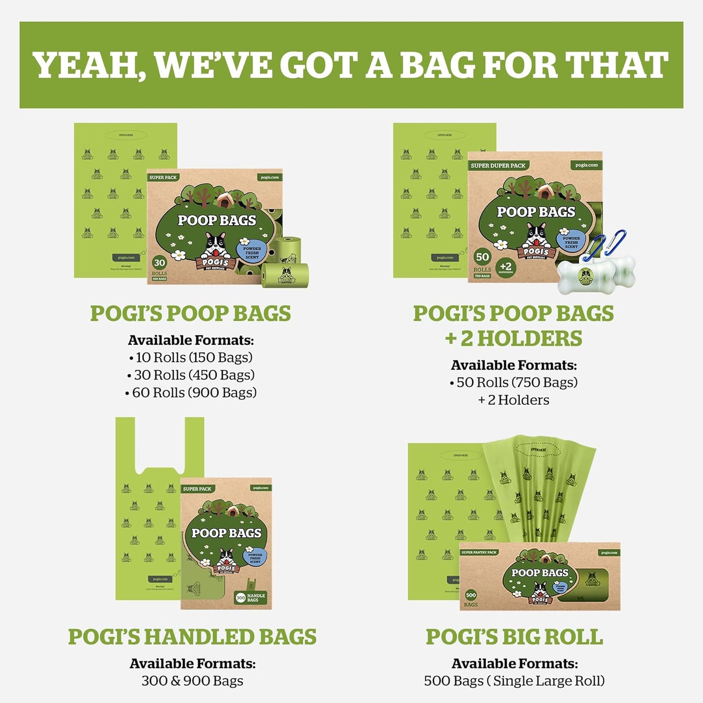 Pogi’S Dog Poop Bags - 10 Rolls (150 Doggie Poop Bags) - Leak-Proof Dog Waste Bags - Scented, Ultra Thick, Extra Large Poop Bags for Dogs