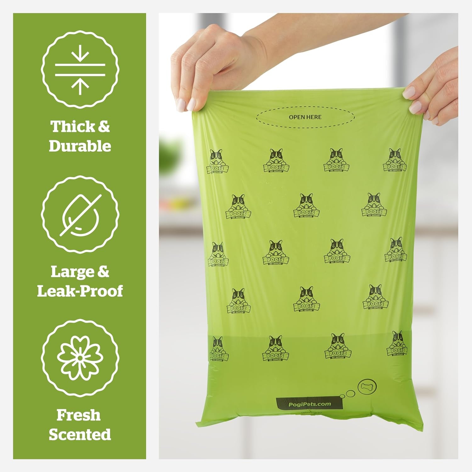 Pogi’S Dog Poop Bags - 10 Rolls (150 Doggie Poop Bags) - Leak-Proof Dog Waste Bags - Scented, Ultra Thick, Extra Large Poop Bags for Dogs